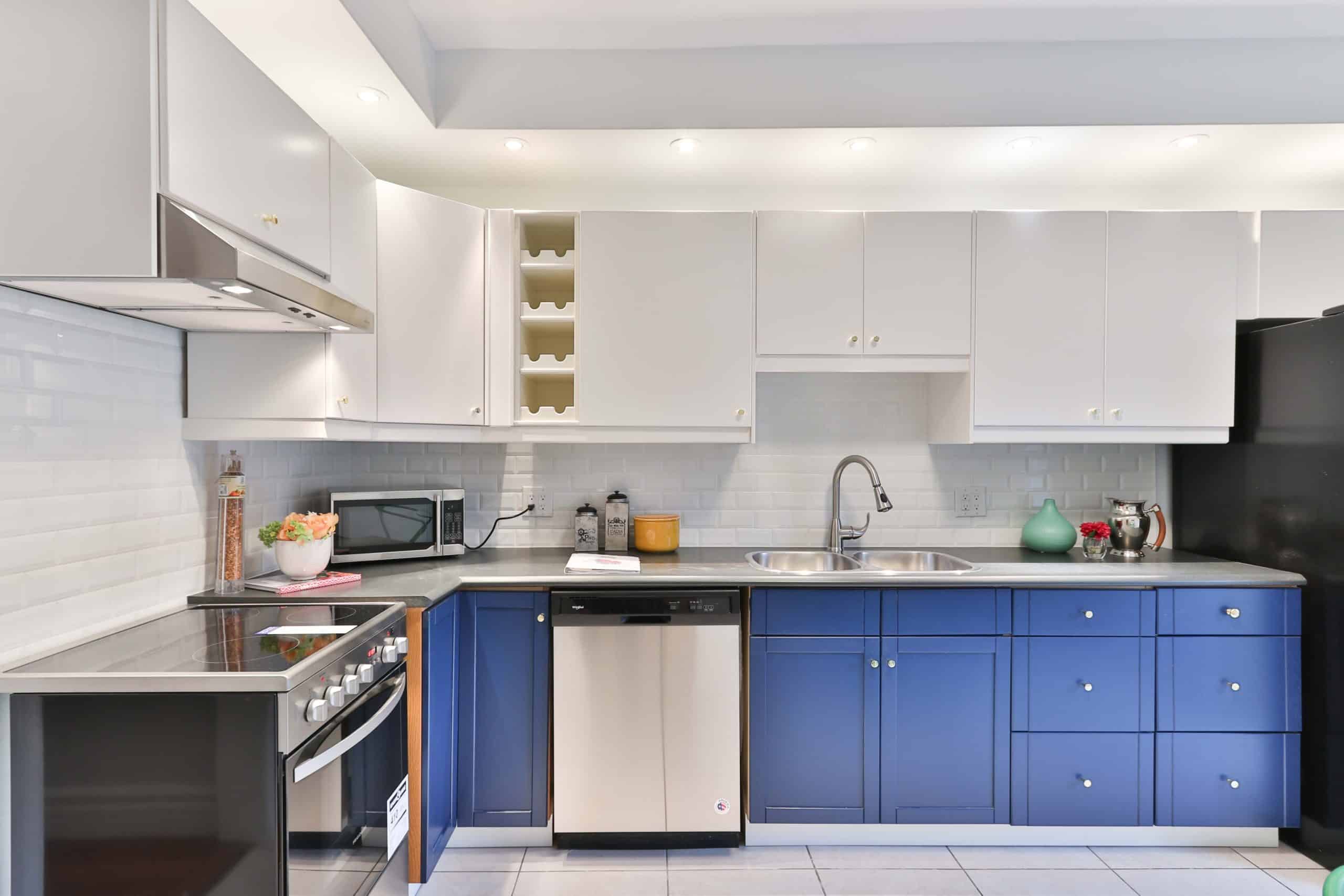 blue kitchen cabinets